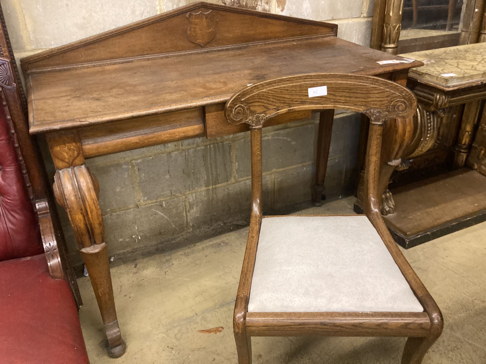 An early Victorian oak console table, width 126cm depth 58cm height 96cm